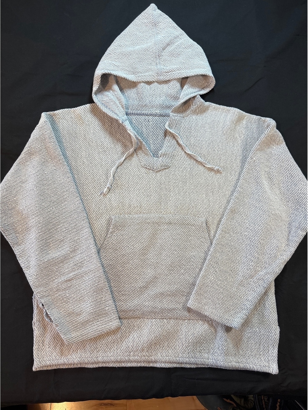 Distressed Baja Hoodie Mexican Blanket Woven Pullover Boho Surf Kangaroo Pocket